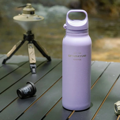 JUSTINLAU 600ML Insulated Bottle with Pop-up Lid Stainless Steel Keep Hot＆Cold Thermal Mug Outdoor Sports/Travel Water Cups