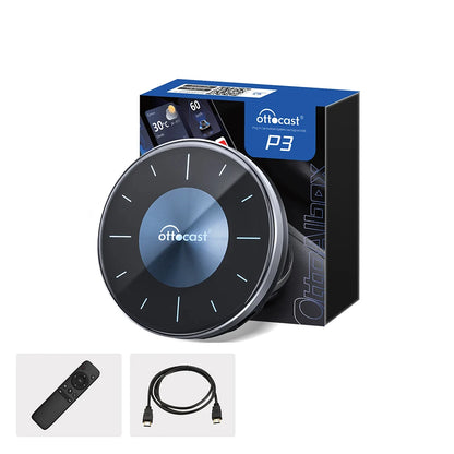 OTTOCAST P3 AI Box Android TV Box for HDMI out Wireless CarPlay Android Auto Car Accessories for Toyota VW Honda Kia Benz Nissan