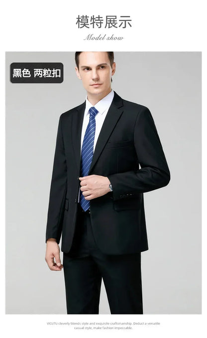 Suit S-8XL (Blazer+ Trousers) Men's Fashion Business Plus Size Gentleman's Casual Shirt for Work Slim-fit Wedding Formal Suit