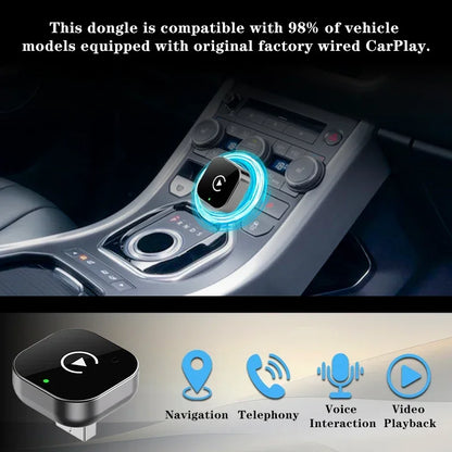 2 IN 1 Wireless Carplay & Android Auto Adapter Wired to Wireless Carplay Dongle Mini Plug & Play Auto Connect For iPhone Android