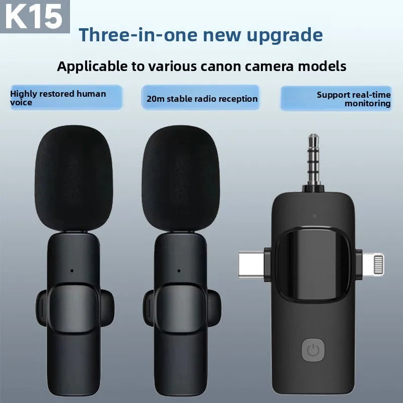 2026 Wireless Lavalier Microphone for iPhone Android USB-C Microphone with Noise Reduction for Live Streaming Interviews Mini Mi