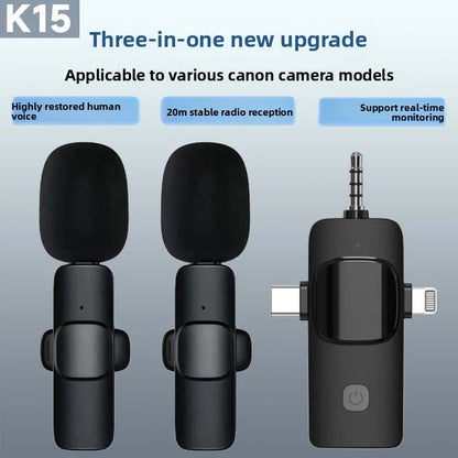 2026 Wireless Lavalier Microphone for iPhone Android USB-C Microphone with Noise Reduction for Live Streaming Interviews Mini Mi