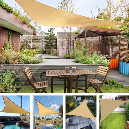 Triangle Sun Shade Sail Canopy UV Block Sun Shelter with Fixing Kits for Outdoor Patio Pool Beach Backyard Garden Sunscreen Tent