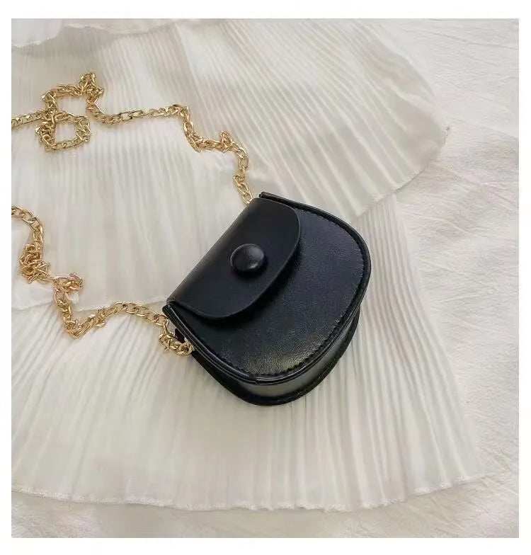 Mini Fashion Saddle Bag Chain Crossbody Bag Coffee Black Yellow Children's Small Cross Body Bags Earphone Lipstick Storage Bags
