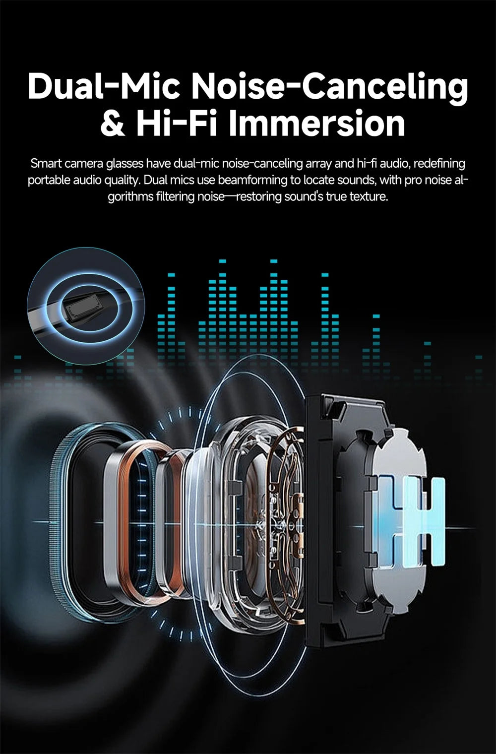 Smart Glasses With 800W Intelligent Translation Al Voice Wake-up Intelligent Q&A Interaction Call Noise Reduction EIS Anti Shake