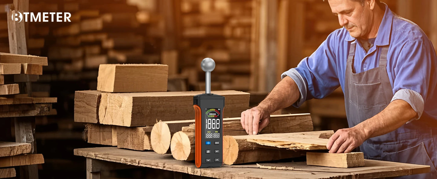 BTMETER Wood Moisture Meter - Pinless Moisture Detector Measur Depth 20-40mm Non-Destructive Moisture Tester with Masonry
