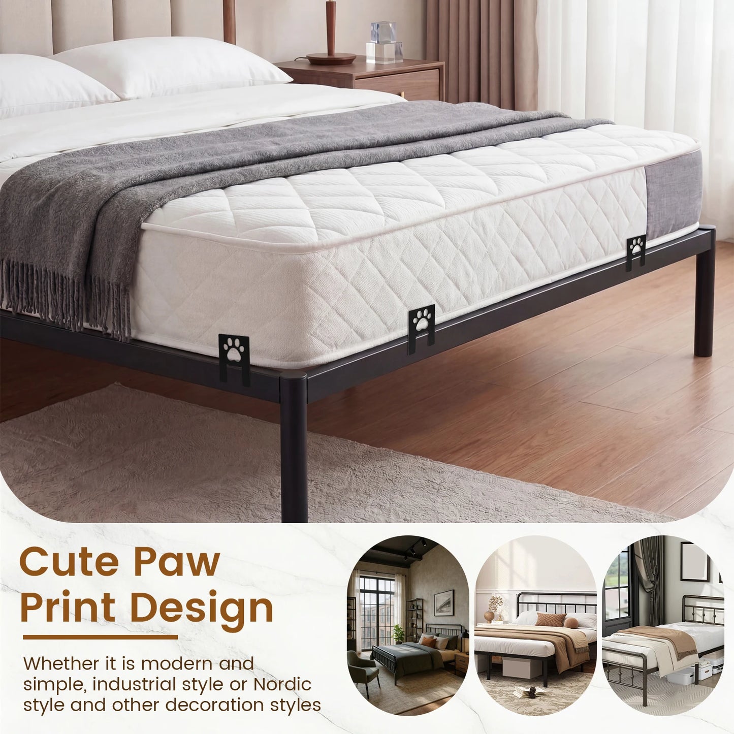 6 Pcs Mattress Slide Stopper Bed Frame Brackets Metal Anti Slip Fastener Adjustable Furniture Sliding Prevention