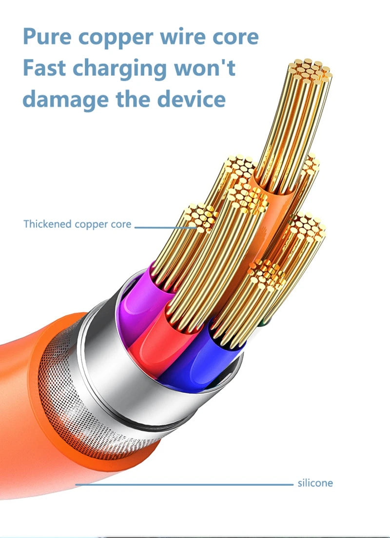 120w 6a Super Fast Charge PD Type C Liquid Silicone Cable Quick Charge 1M 2M Usb Cable Usb C to C Charger Cable