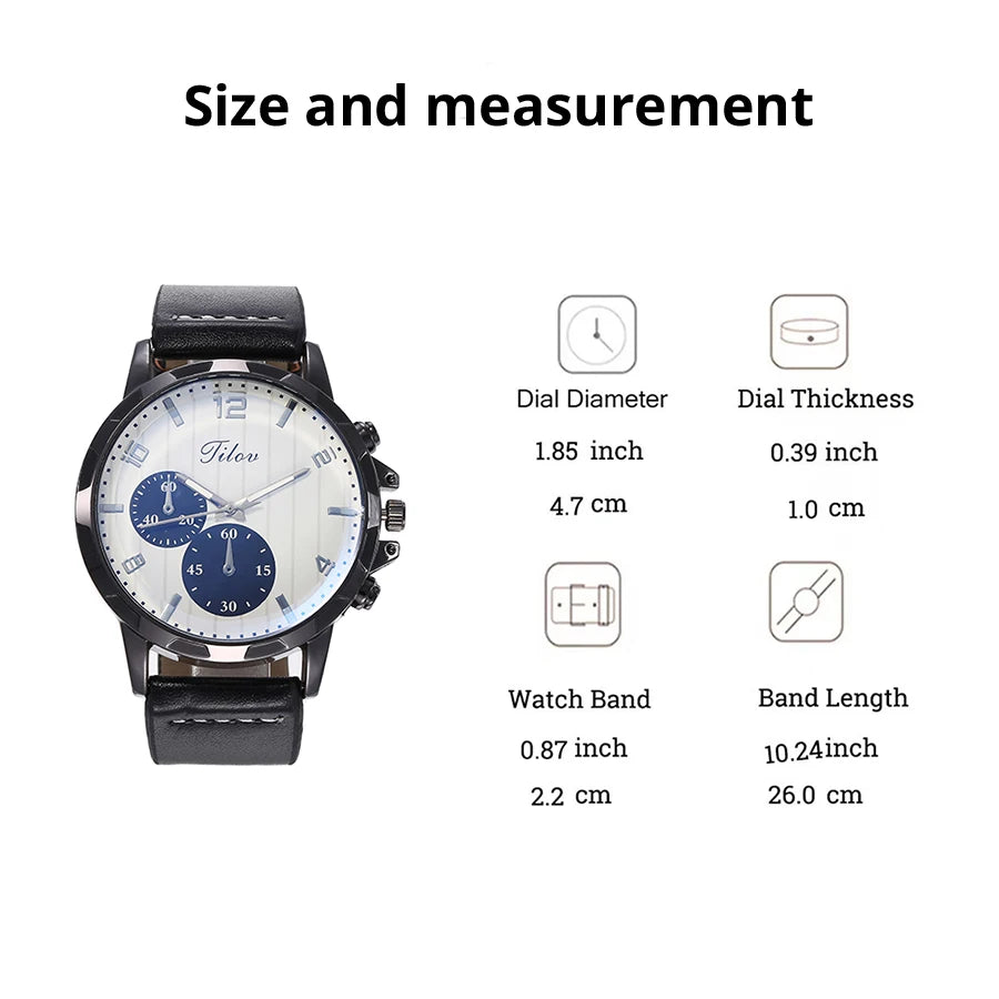 Gift Business Luxury Company Mens Set 6 in 1 Watch Glasses Pen Keychain Belt Purse Welcome Holiday Birthday