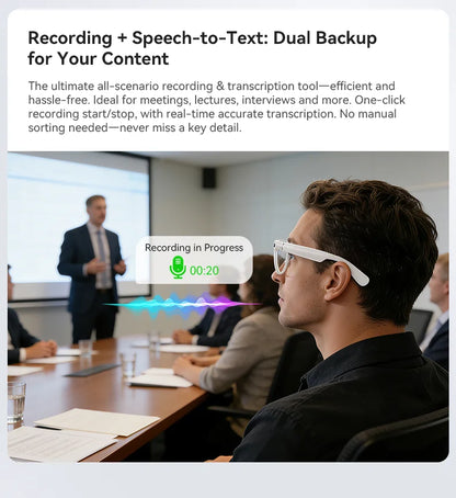 2026New AI Smart Glasses Minimalist Premium Bluetooth Calling Real-time Translation/4K Video Ultra-light TR90 Compatible Eyewear