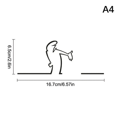 La Linea Minimalist Line Art Car Sticker Bumper & Window Door Wall Decal With Cartoon Character Design Home Car Decoration