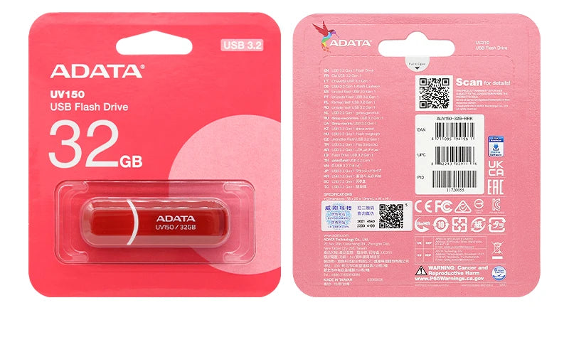 Original ADATA USB 3.2 Flash Drive UV150 32GB 64GB Pendrive Red Black Memory Stick High Quality U Disk for PC Smart TV