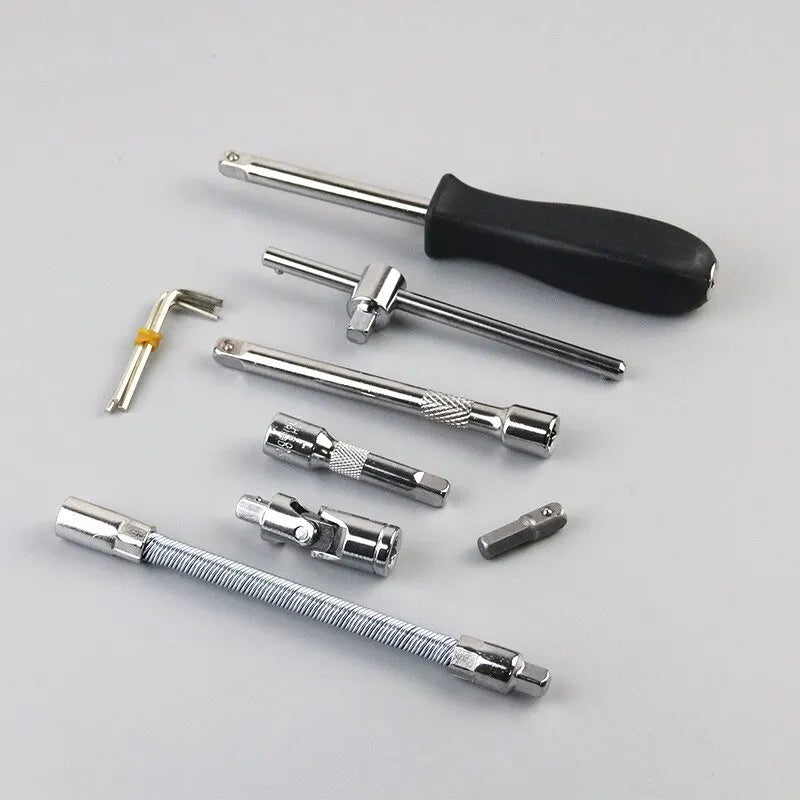 46pcs Drive Ratchet Torque Wrench Combo Auto Repairing Set Mechanic Tool Car Repair Tool Kit 1/4-Inch Socket Set Car Repair Tool