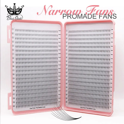 40Rows Handmade Eyelash Extensions Mega Trays Premade Narrow Volume Fans Ultra Dark Pointy Base for Professional Use