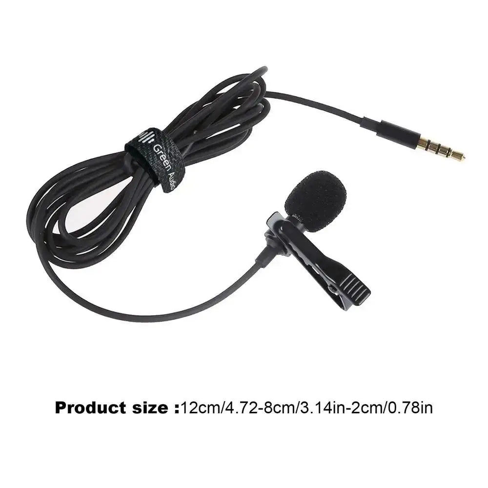 New 3.5mm Lapel Microphone Mini Black Clip on Lapel Mic Wired 360 Degrees Speaker Mic for Mobile Phone/PC Laptop For Recording
