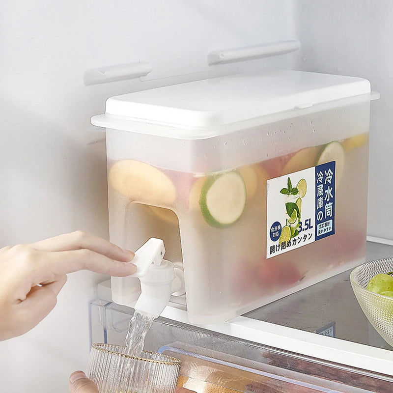 Water Kettle With Faucet Beverage Dispenser Cold Juice Lemonade Drinks Bucket Liquid Storage Tank Outdoor Fridge Organizers