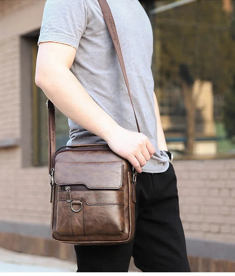 Brand Men Shoulder Bag for 9.7" iPad Men PU Leather Flaps Men's Crossbody Bags Business Flap Male Solid Messenger Bag Travel Bag