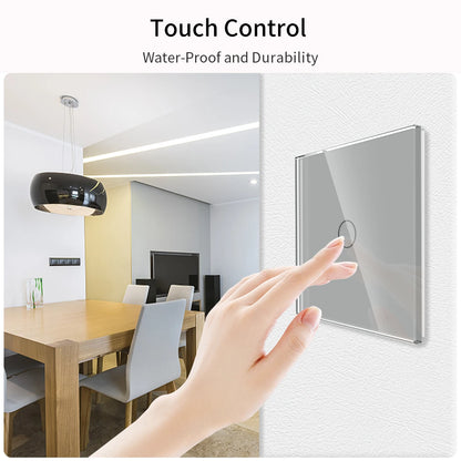 Bingoelec Grey Smart Light Switch and WiFi Wall Socket with Crystal Glass Panel Switches with Sockets Home Improvement