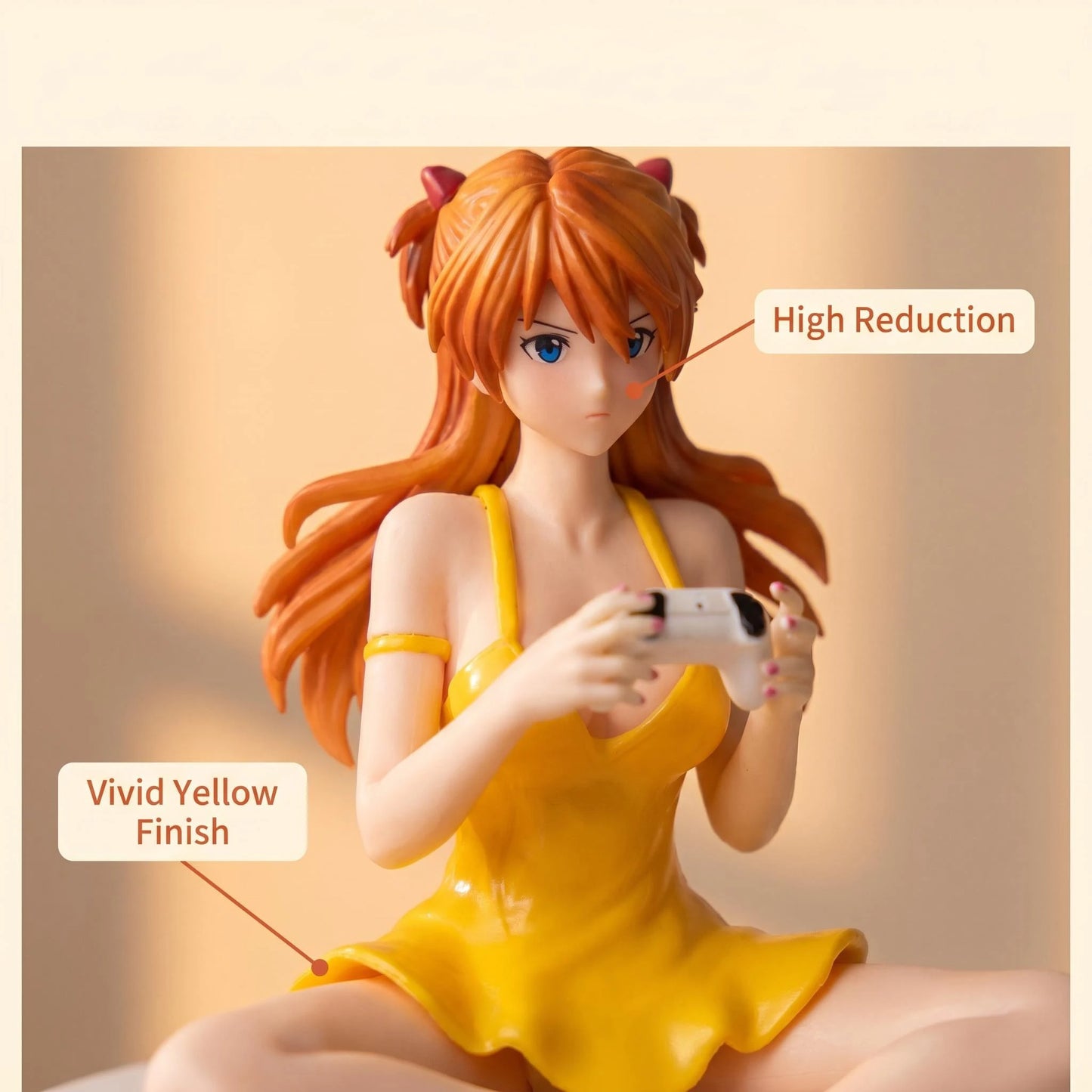 11cm Gaming Ver Figure EVA Kawaii Girl Yellow Dress Sitting Pose Anime Action Figurine Collectible Model Doll Birthday Gift