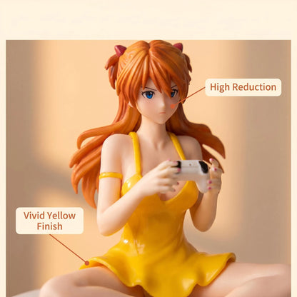11cm Gaming Ver Figure EVA Kawaii Girl Yellow Dress Sitting Pose Anime Action Figurine Collectible Model Doll Birthday Gift