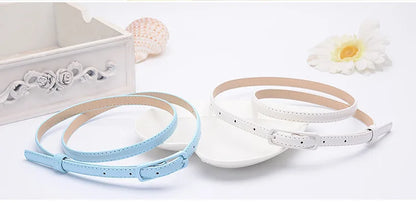 Children Candy Color Belts 1.2cm Super-thin PU Waistbands Simple Solid Color Casual Belts Girl Apparel Accessories