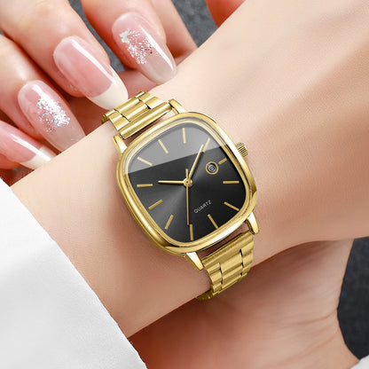 Elegant Square Dial Women Watches Simple Calendar Quartz Wristwatches Reloj Mujer Girls Clock Gift (Without Box)