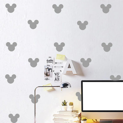 24pcs/set Cartoon Mouse Head Wall Stickers For Kids Baby Rooms Poster Kitchen Label Peel & Stick Removable Art Wall Decals
