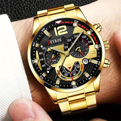DEYROS 6 Pieces/Set Casual Fashion Men's Watch 6 Piece Set Quartz Men's Watch Alloy Strap Men's Ideal Gift Gift for Yourself