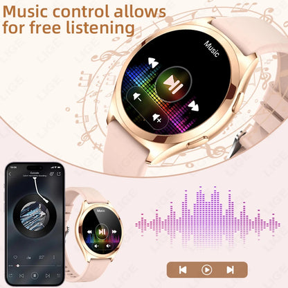 LIGE Luxury Smart Watch For Woman 1.27" Bluetooth Call Custom Dial Women's Bracelet Sports Health Monitor Smartwatch Ladies Gift