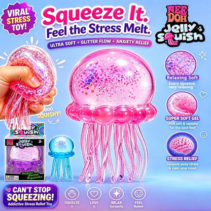 Trending Needoh Fuzz Ball Jellyfish Squishy Blind Box Random Color Soft Stress Relief Toy Cute Relaxing Squeeze Sensory Toy