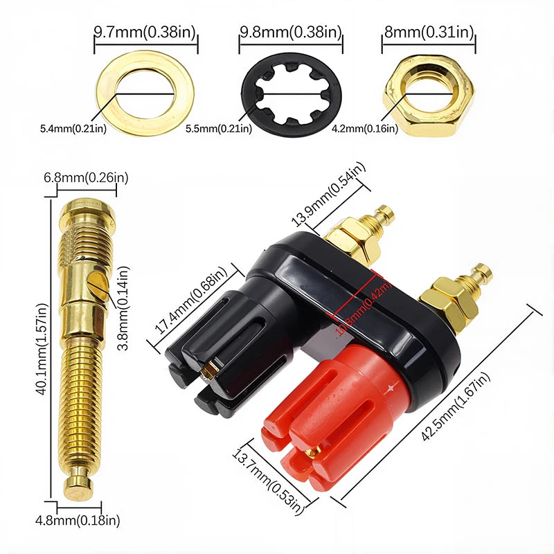 Professional Dual Female Banana Socket Binding Post Speaker Connector for Audio Amplifiers