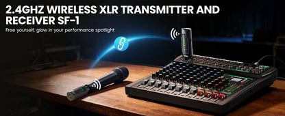 XTUGA UHF Professional Microphone Wireless Converter XLR Recharge Transmitter Receiver for Dynamic/Condenser Mic Audio Mixer