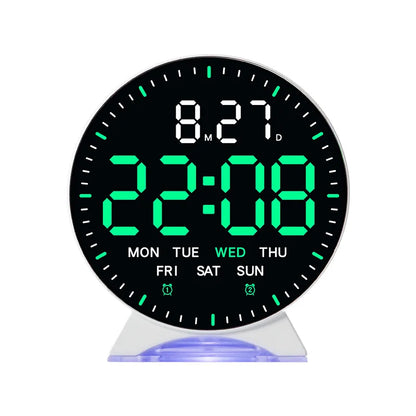 Digital Alarm Clock Week Date Second Hand Display Mood Light Dual Alarm Auto Dimmable Snooze Table Clock 12/24H DST LED Clock