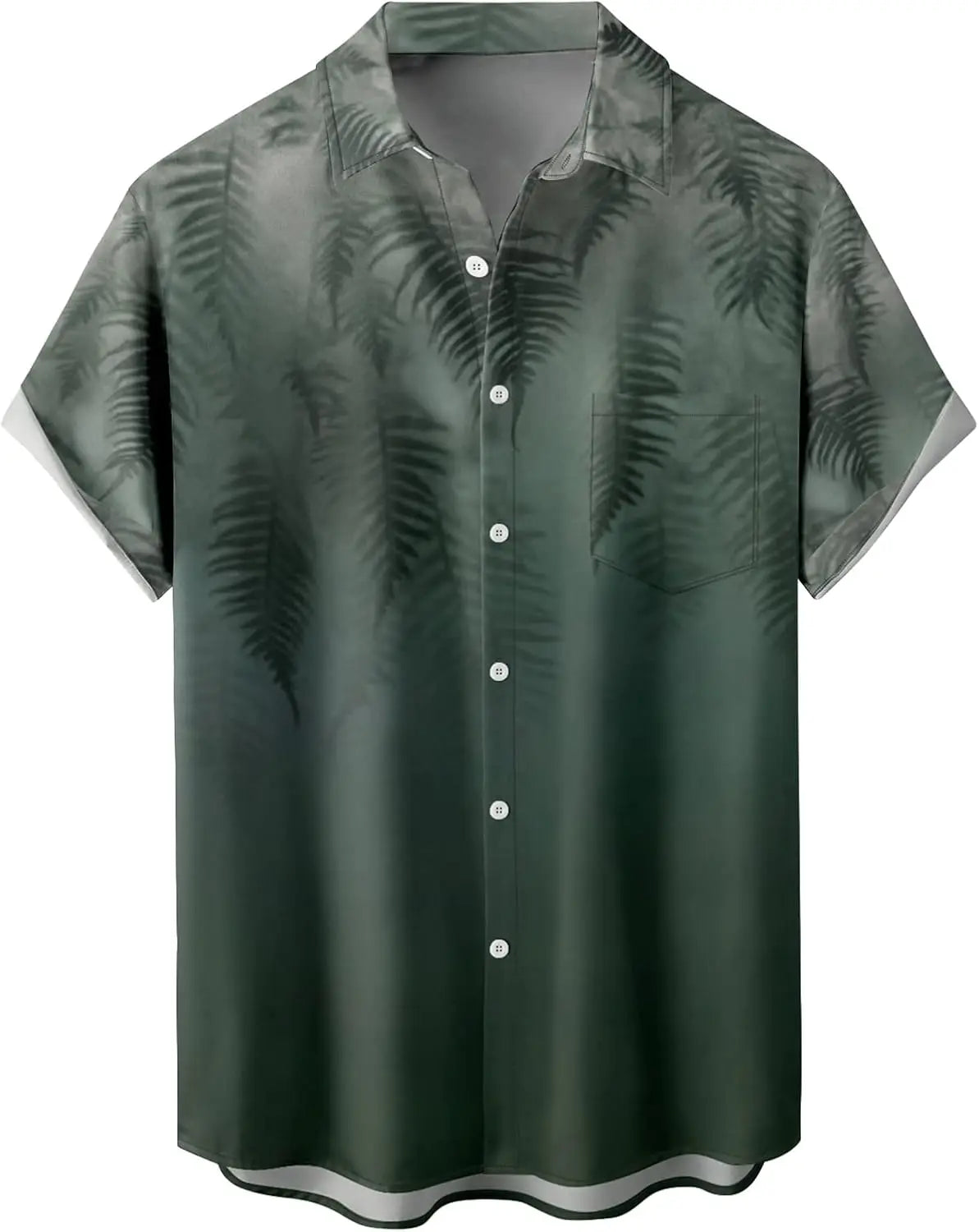 Summer Men's Gradient Sketch Coconut Tree 3D Printed Shirt, Vintage Hawaiian Tropical Quick Drying Loose Shirt