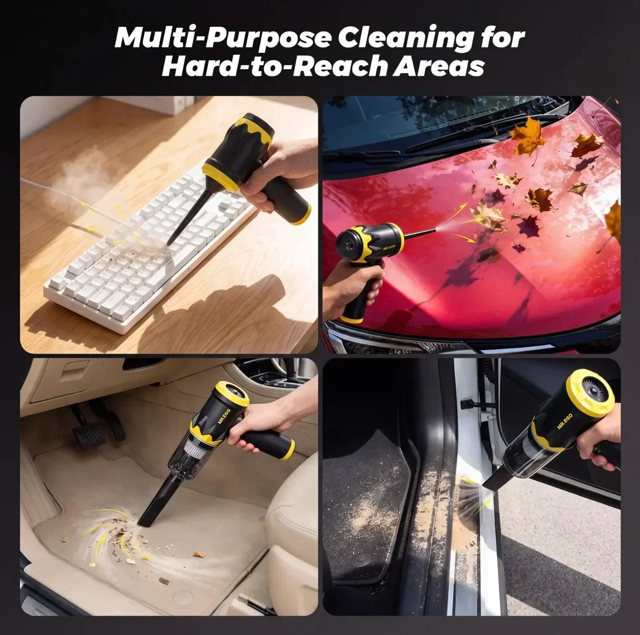 Handheld Car Vacuum Portable Cordless 20000Pa High Power Suction Mini Vacuum Cleaner 4-in-1 Portable Vacuum for Car Home Office