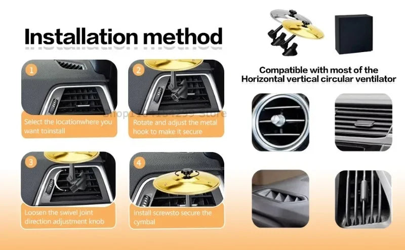 Universal Mini Drums Colliding With Cymbals Vent Decoration For Car Rugged Automotive Interior Accessories Crash Proof Design