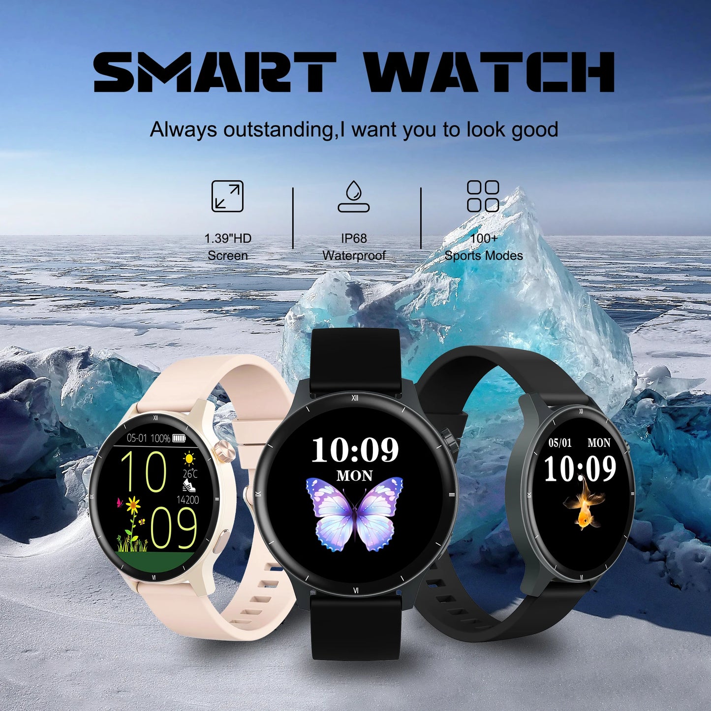 Inteligentny zegarek LIGE dla kobiet i mężczyzn, z połączeniami Bluetooth, sportowa bransoletka fitness, zdrowie kobiet, dynamiczna tarcza 3D, smartwatch damski, nowość 2026