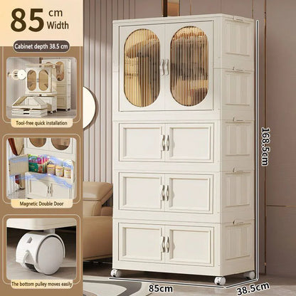 Foldable Baby Closet Plastic Infant Wardrobe Children's Clothing Storage Cabinet for Home Bedroom No Installation Needed