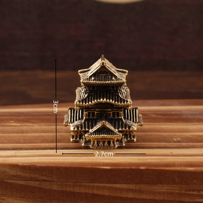 Retro Brass Micro Landscape Chinese Rockery Ancient Pavilion Ancient Architecture Miniature Model Bonsai Fish Tank Decoration