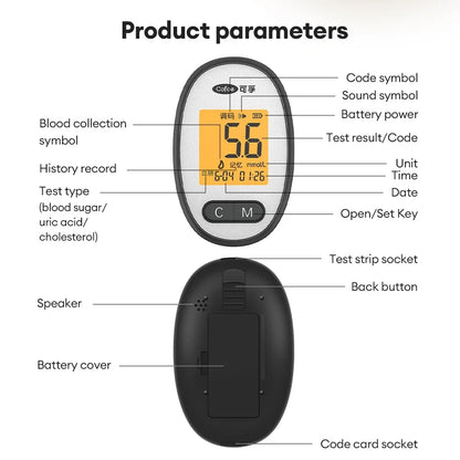 Cofoe Uric Acid, Glucose, Cholesterol 3-in-1 Monitor - Medical Grade Accuracy Blood Glucose Meter Uric Acid Cholesterol Monitor