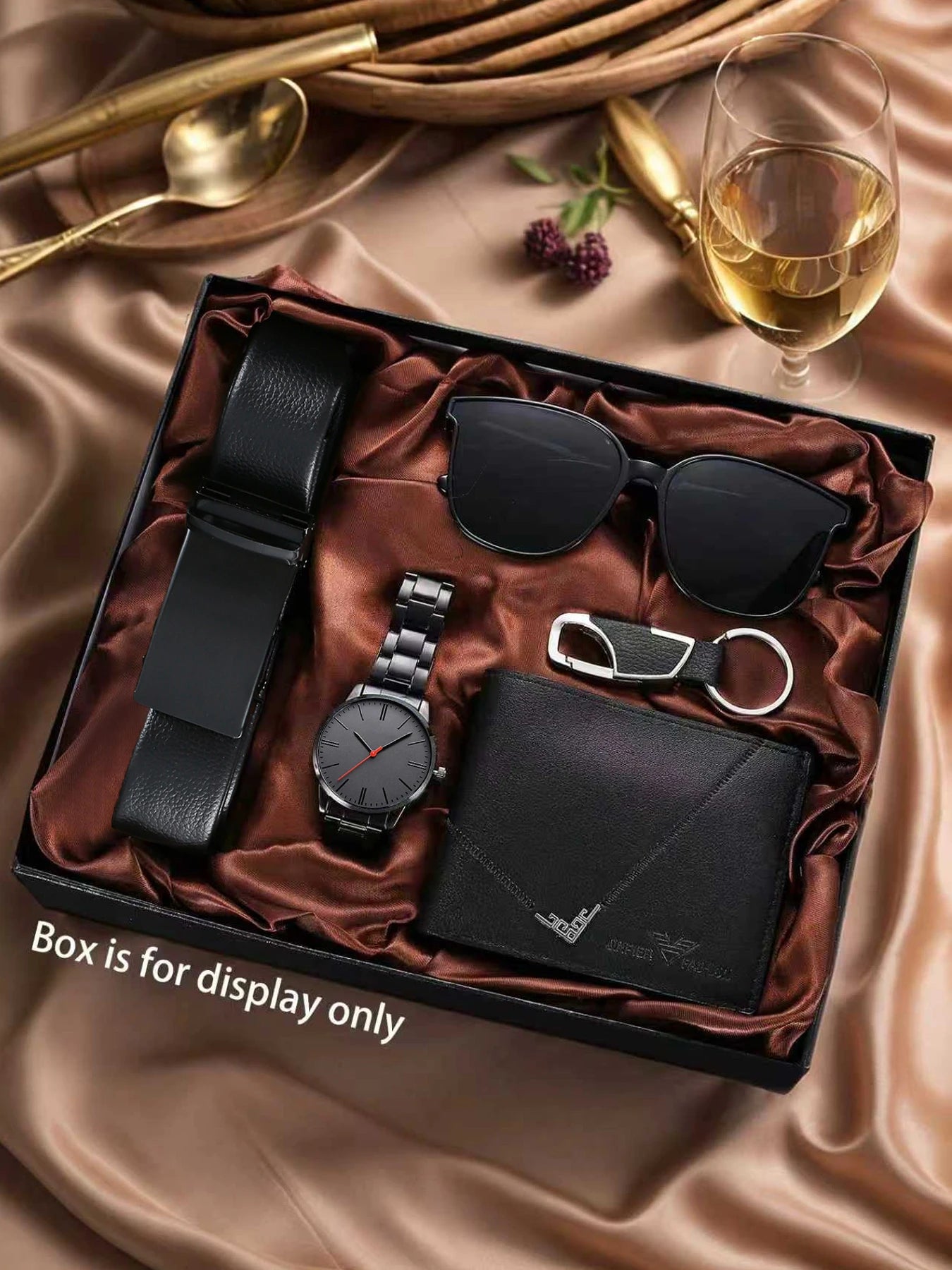 Gift Set Men's Wallet Belt Quartz Watch Sunglasses Gift Father's Day Men's Day Gift for Boyfriend