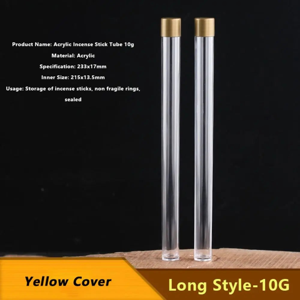 Portable Acrylic Incense Stick Tube Transparent with Detachable Airtight Lid Incense Holder Joss Stick Storage Tube