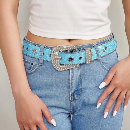 Women's Rhinestone Belt Shiny Sequined Jeans Waistband European American Fashion Decoration Versatile Glamorous Waist Chain