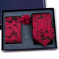 Elegant Ties For Men Classic Paisly Neck Tie Pocket Square Brooch Set With Gift Box Mens Business Wedding Suit Accessories