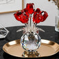 Creative Crystal Rose Sculpture Reflect Colorful Rose Bouquet Ornaments Small Handmade Crystal Rose Bundle Mother's Day