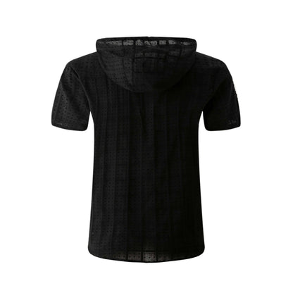 2026 Summer New Fashion Plaid Zipper Sleeveless Hooded Cardigan T-Shirt Men's Slim Sports Breathable Fitness Top