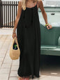 2026 Loose-Fit Spaghetti Strap Dress Women's Casual Homewear Summer Dress Solid-Color Vacation Cool Homewear
