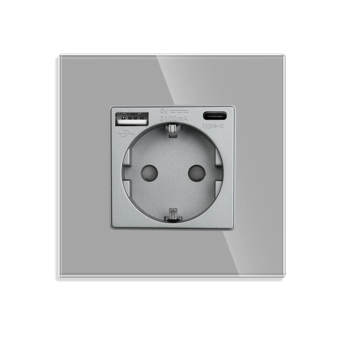 Bingoelec Grey Smart Light Switch and WiFi Wall Socket with Crystal Glass Panel Switches with Sockets Home Improvement