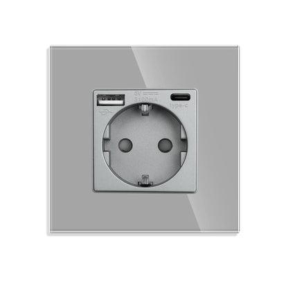 Bingoelec Grey Smart Light Switch and WiFi Wall Socket with Crystal Glass Panel Switches with Sockets Home Improvement