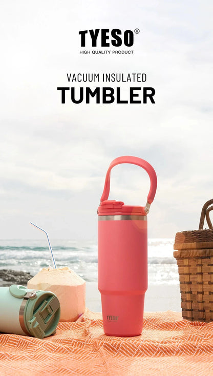 Tyeso 600ML Vacuum Flasks Handle Coffee Mug 304 Stainless Steel Ice Cup Car Bottle Hot Cold Retention Drinkware for Outdoor